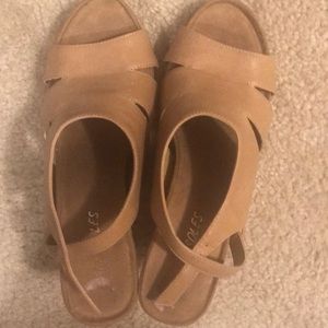 Tan wedge heels